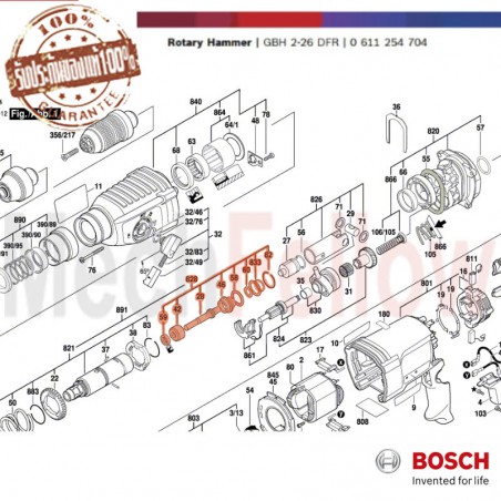 ชุดลูกกระแทกสว่านโรตารี่ BOSCH GBH2-26DFR