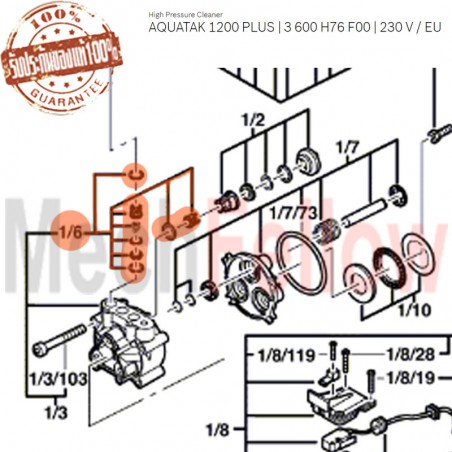 ชุดวาล์วเครื่องอัดฉีด BOSCH AQT1200 Plus