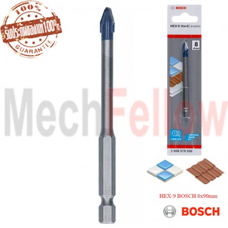 ดอกเจาะกระเบื้องและกระจก  HEX-9 BOSCH 8x90mm