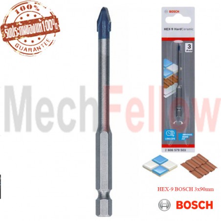 ดอกเจาะกระเบื้องและกระจก  HEX-9 BOSCH 3x90mm