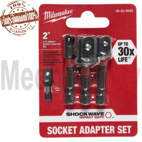 Milwaukee ชุดอะแดปเตอร์ลูกบล็อก แกนหกเหลี่ยมMIL(3ชิ้น)