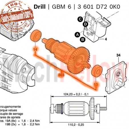 Armature set 230V BOSCH GKS7000